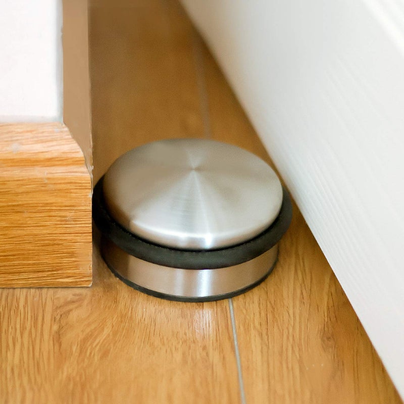 KINJOEK Heavy Duty No Drill Door Stopper, Stainless Steel Door Stop, Surrounded with Protective Rubber Bands Anti-Slip Door Wedge for Office, Home, Garage, Laundry Door - Image 1